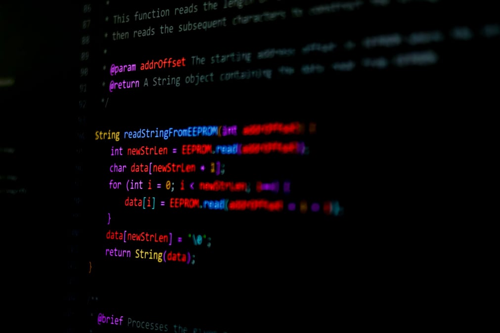 Photo showing lines of code developed by MB snc